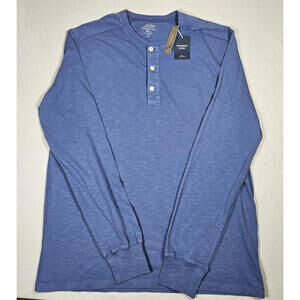 J.Crew Shirt Mens Henley 1/4 Button Up Pullover Long Sleeve Garment Dyed Size L